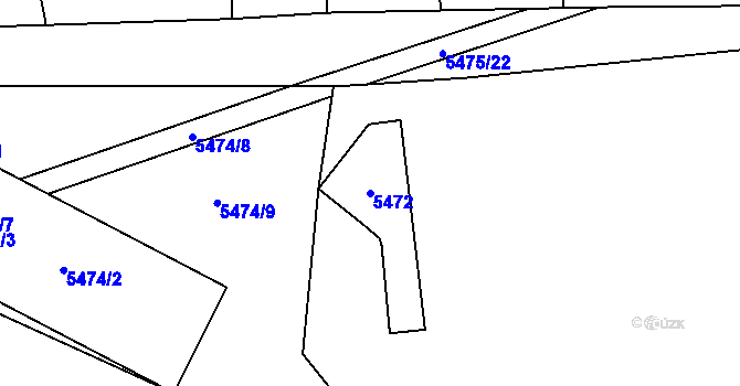 Parcela st. 5472 v KÚ Černošice, Katastrální mapa