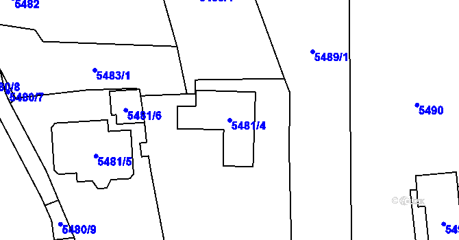 Parcela st. 5481/4 v KÚ Černošice, Katastrální mapa
