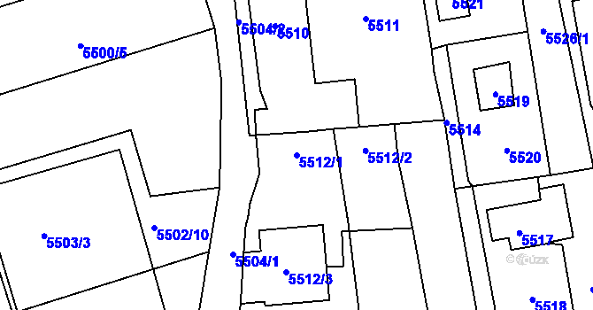 Parcela st. 5512/1 v KÚ Černošice, Katastrální mapa