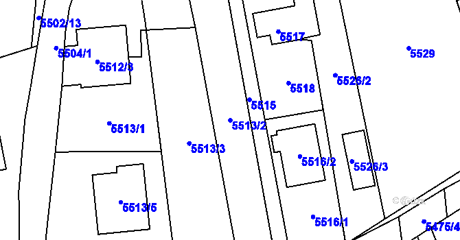 Parcela st. 5513/2 v KÚ Černošice, Katastrální mapa