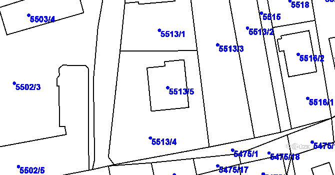 Parcela st. 5513/5 v KÚ Černošice, Katastrální mapa