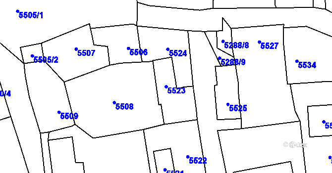 Parcela st. 5523 v KÚ Černošice, Katastrální mapa