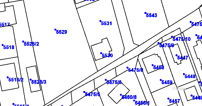 Parcela st. 5530 v KÚ Černošice, Katastrální mapa