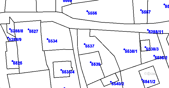 Parcela st. 5537 v KÚ Černošice, Katastrální mapa