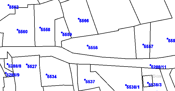 Parcela st. 5556 v KÚ Černošice, Katastrální mapa