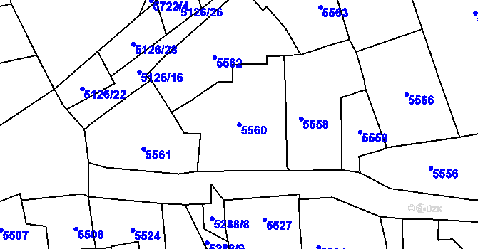 Parcela st. 5560 v KÚ Černošice, Katastrální mapa