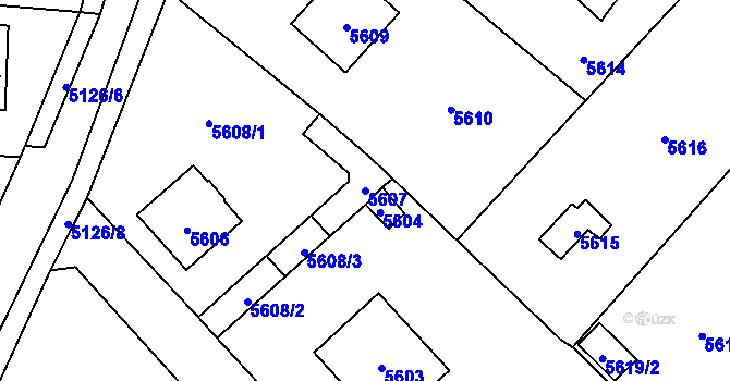 Parcela st. 5607 v KÚ Černošice, Katastrální mapa