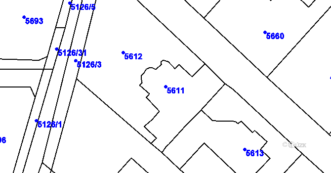 Parcela st. 5611 v KÚ Černošice, Katastrální mapa