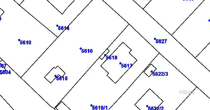 Parcela st. 5618 v KÚ Černošice, Katastrální mapa