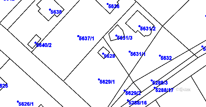 Parcela st. 5628 v KÚ Černošice, Katastrální mapa