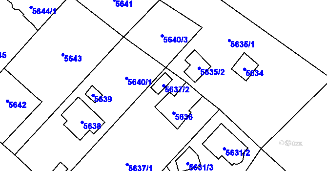Parcela st. 5637/2 v KÚ Černošice, Katastrální mapa