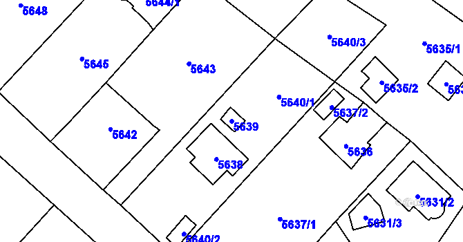 Parcela st. 5639 v KÚ Černošice, Katastrální mapa