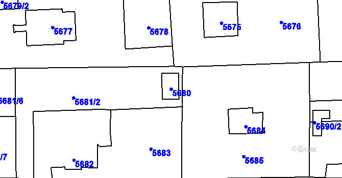 Parcela st. 5680 v KÚ Černošice, Katastrální mapa