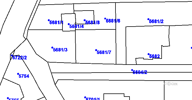 Parcela st. 5681/7 v KÚ Černošice, Katastrální mapa