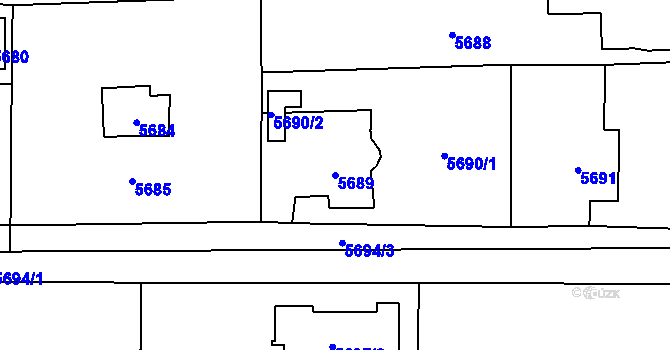 Parcela st. 5689 v KÚ Černošice, Katastrální mapa