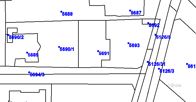 Parcela st. 5691 v KÚ Černošice, Katastrální mapa