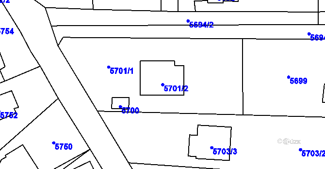 Parcela st. 5701/2 v KÚ Černošice, Katastrální mapa