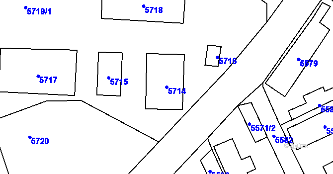 Parcela st. 5714 v KÚ Černošice, Katastrální mapa
