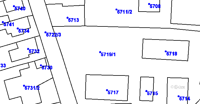 Parcela st. 5719/1 v KÚ Černošice, Katastrální mapa