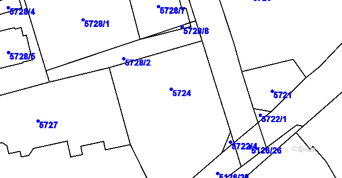 Parcela st. 5724 v KÚ Černošice, Katastrální mapa