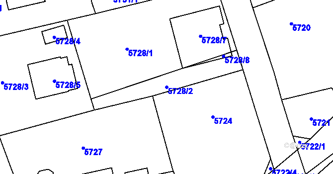 Parcela st. 5728/2 v KÚ Černošice, Katastrální mapa