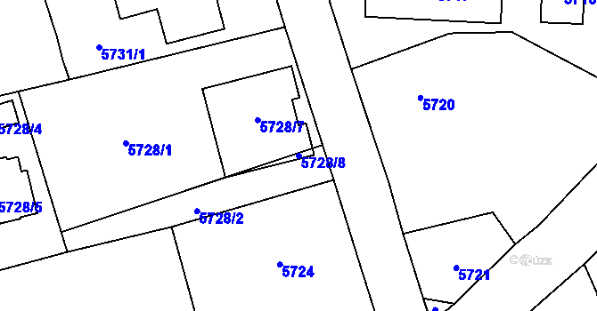 Parcela st. 5728/8 v KÚ Černošice, Katastrální mapa
