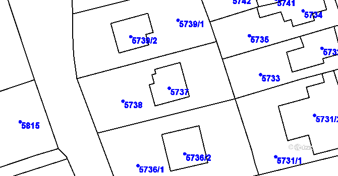 Parcela st. 5737 v KÚ Černošice, Katastrální mapa