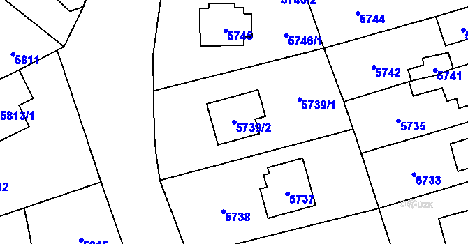 Parcela st. 5739/2 v KÚ Černošice, Katastrální mapa