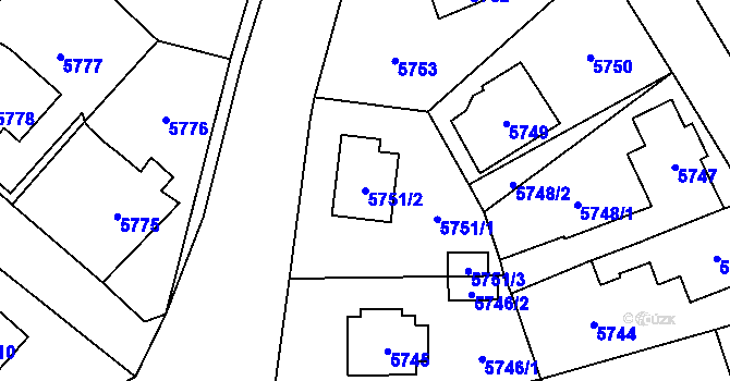 Parcela st. 5751/2 v KÚ Černošice, Katastrální mapa