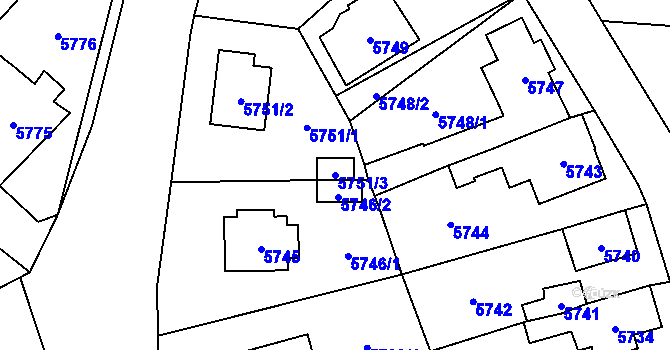 Parcela st. 5751/3 v KÚ Černošice, Katastrální mapa