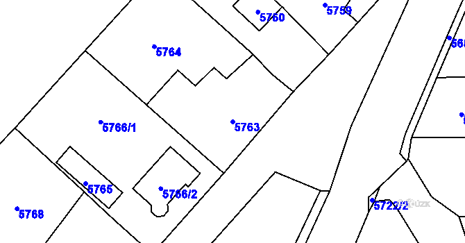 Parcela st. 5763 v KÚ Černošice, Katastrální mapa