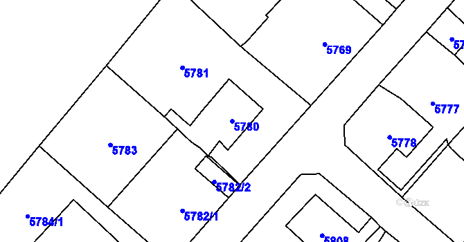 Parcela st. 5780 v KÚ Černošice, Katastrální mapa