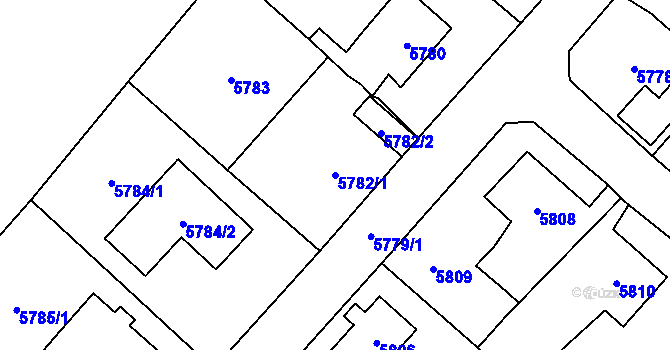 Parcela st. 5782/1 v KÚ Černošice, Katastrální mapa