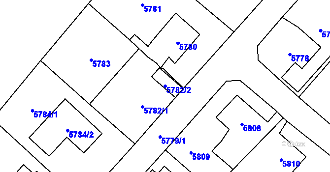 Parcela st. 5782/2 v KÚ Černošice, Katastrální mapa