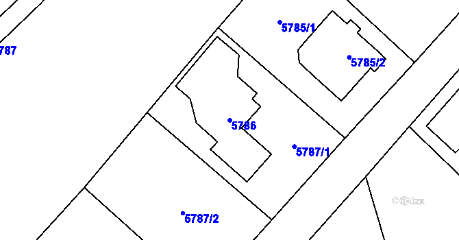 Parcela st. 5786 v KÚ Černošice, Katastrální mapa