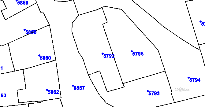 Parcela st. 5792 v KÚ Černošice, Katastrální mapa