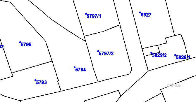 Parcela st. 5797/2 v KÚ Černošice, Katastrální mapa