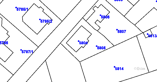 Parcela st. 5804 v KÚ Černošice, Katastrální mapa