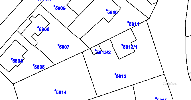 Parcela st. 5813/2 v KÚ Černošice, Katastrální mapa