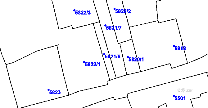 Parcela st. 5821/6 v KÚ Černošice, Katastrální mapa