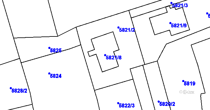 Parcela st. 5821/8 v KÚ Černošice, Katastrální mapa