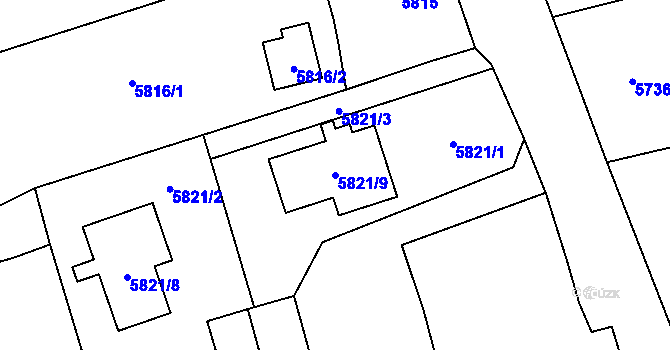 Parcela st. 5821/9 v KÚ Černošice, Katastrální mapa
