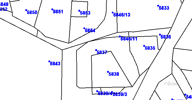 Parcela st. 5837 v KÚ Černošice, Katastrální mapa