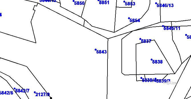 Parcela st. 5843 v KÚ Černošice, Katastrální mapa
