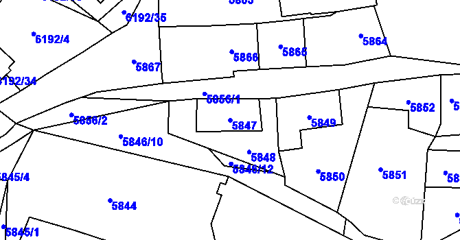Parcela st. 5847 v KÚ Černošice, Katastrální mapa