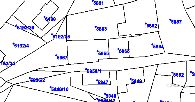 Parcela st. 5866 v KÚ Černošice, Katastrální mapa