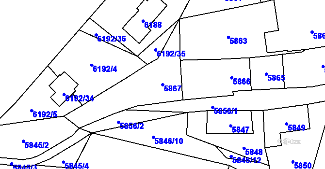 Parcela st. 5867 v KÚ Černošice, Katastrální mapa