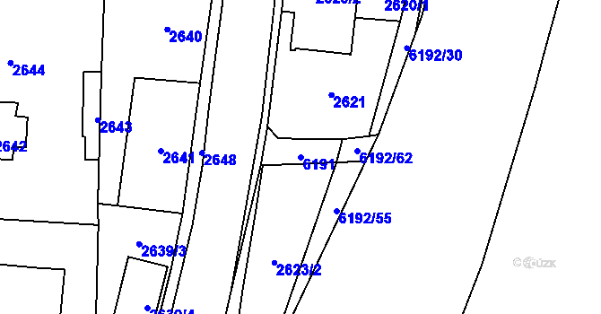 Parcela st. 6191 v KÚ Černošice, Katastrální mapa
