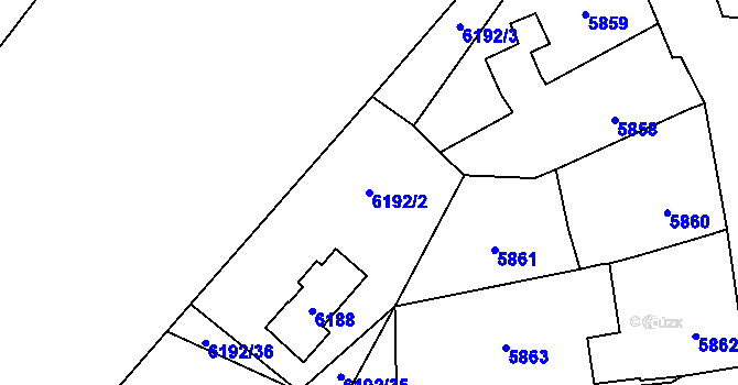 Parcela st. 6192/2 v KÚ Černošice, Katastrální mapa