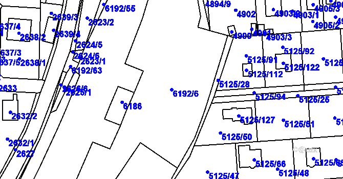 Parcela st. 6192/6 v KÚ Černošice, Katastrální mapa